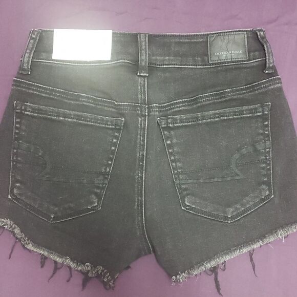 𝅺american Eagle High Rise Shorty Black Jean Short Size 0 New Perfect for Summer! - Picture 6 of 8